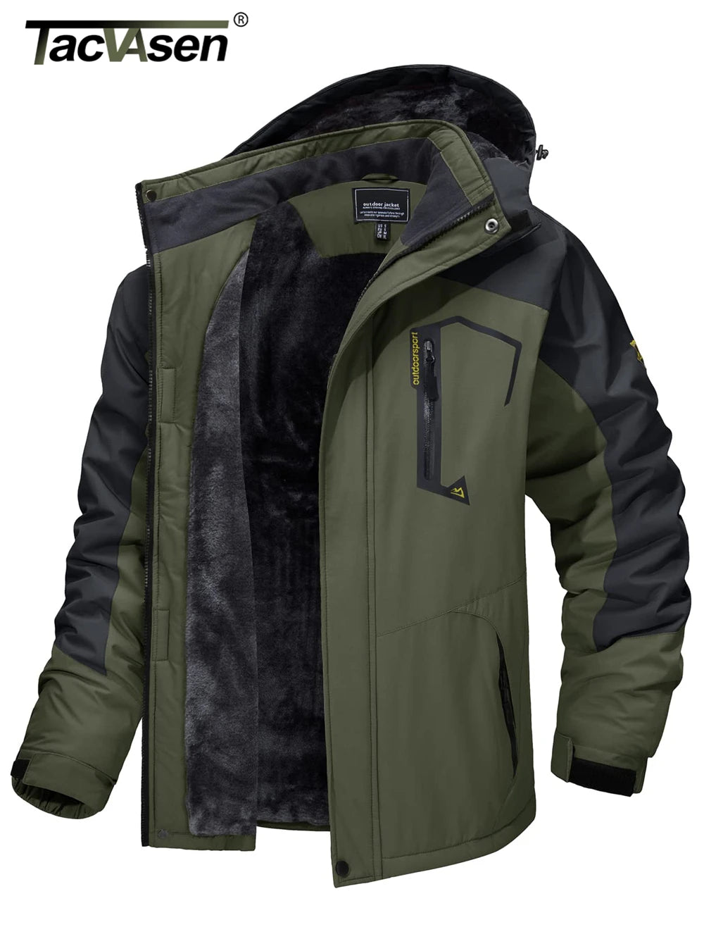 TACVASEN Fleece Lining Mountain Jackets Mens Hiking Jackets Outdoor Removable Hooded Coats Ski Snowboard Parka Winter Outwear Pi-Mart