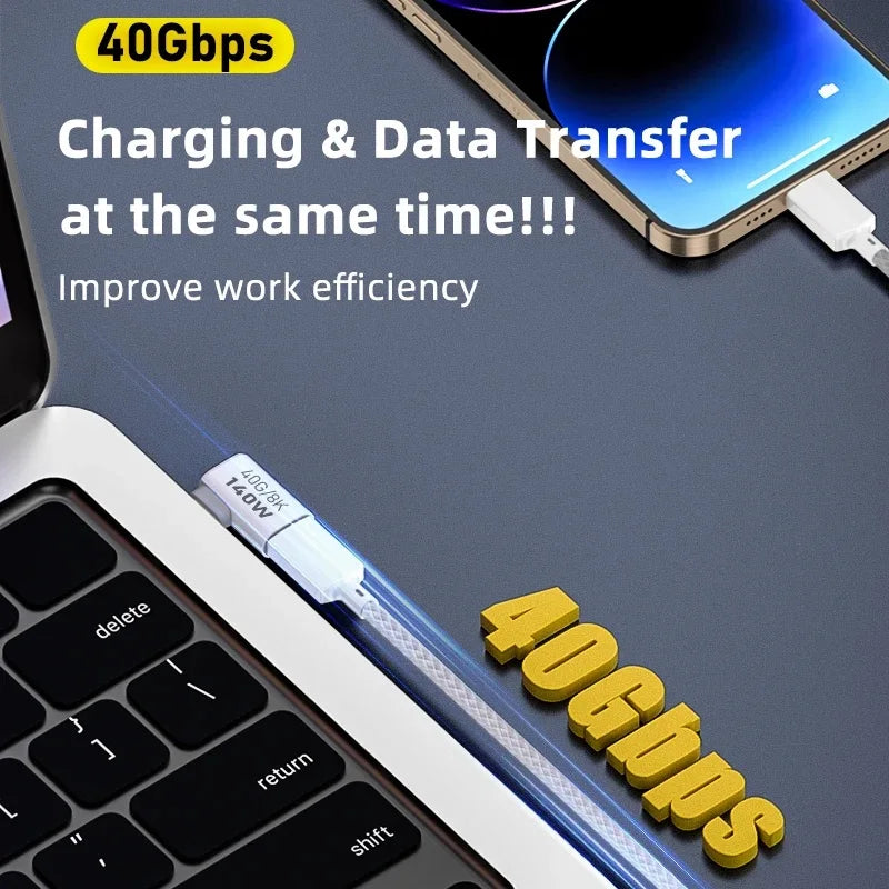 PD140W USB4.0 Type C to USB C Fast Charging Adapter Converter 40Gbps Data Sync Connector 8K@60Hz USB C OTG Adapter for MacBook Pi-Mart