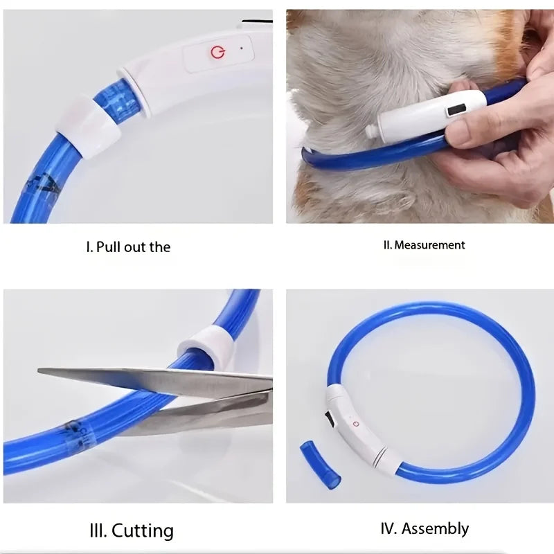 Pet Dog LED Light Collar Luminous Anti-Lost Dog Collar USB Rechargeable Dog Necklace Collar Pi-Mart