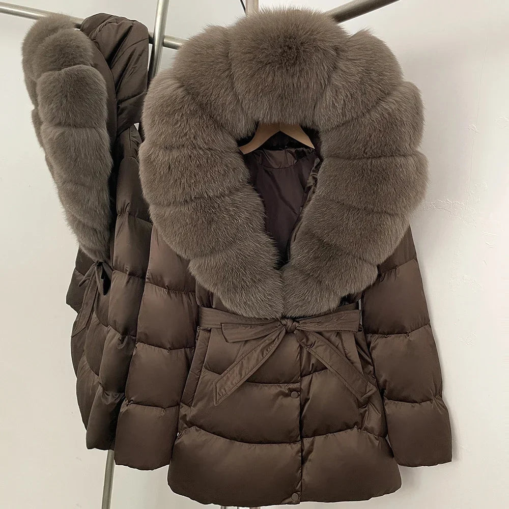 Natural Fur Collar Down Jacket Women Winter 2026 High Quality Duck Down Puffer Parka Windproof Warm Down Coat Outerwear New LadyShow.Store