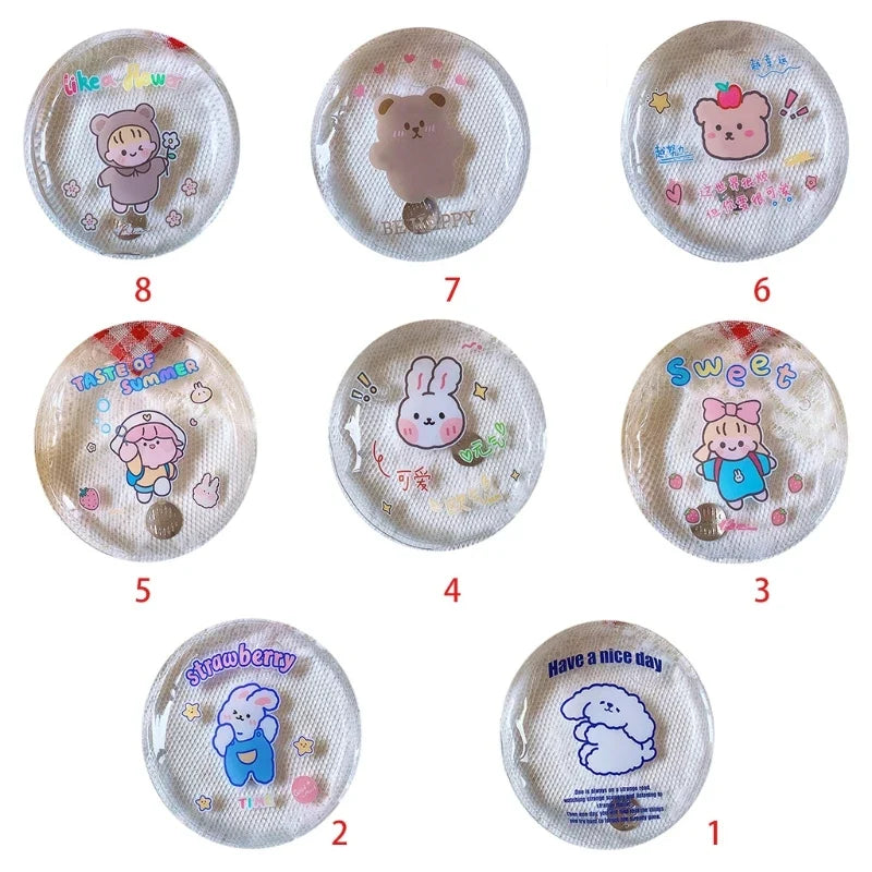 Winter Reusable Mini Round Hand Body Warmer Cute Cartoon Pattern Gel Liquid Heat Packs Portable Instant Self Heating Bag