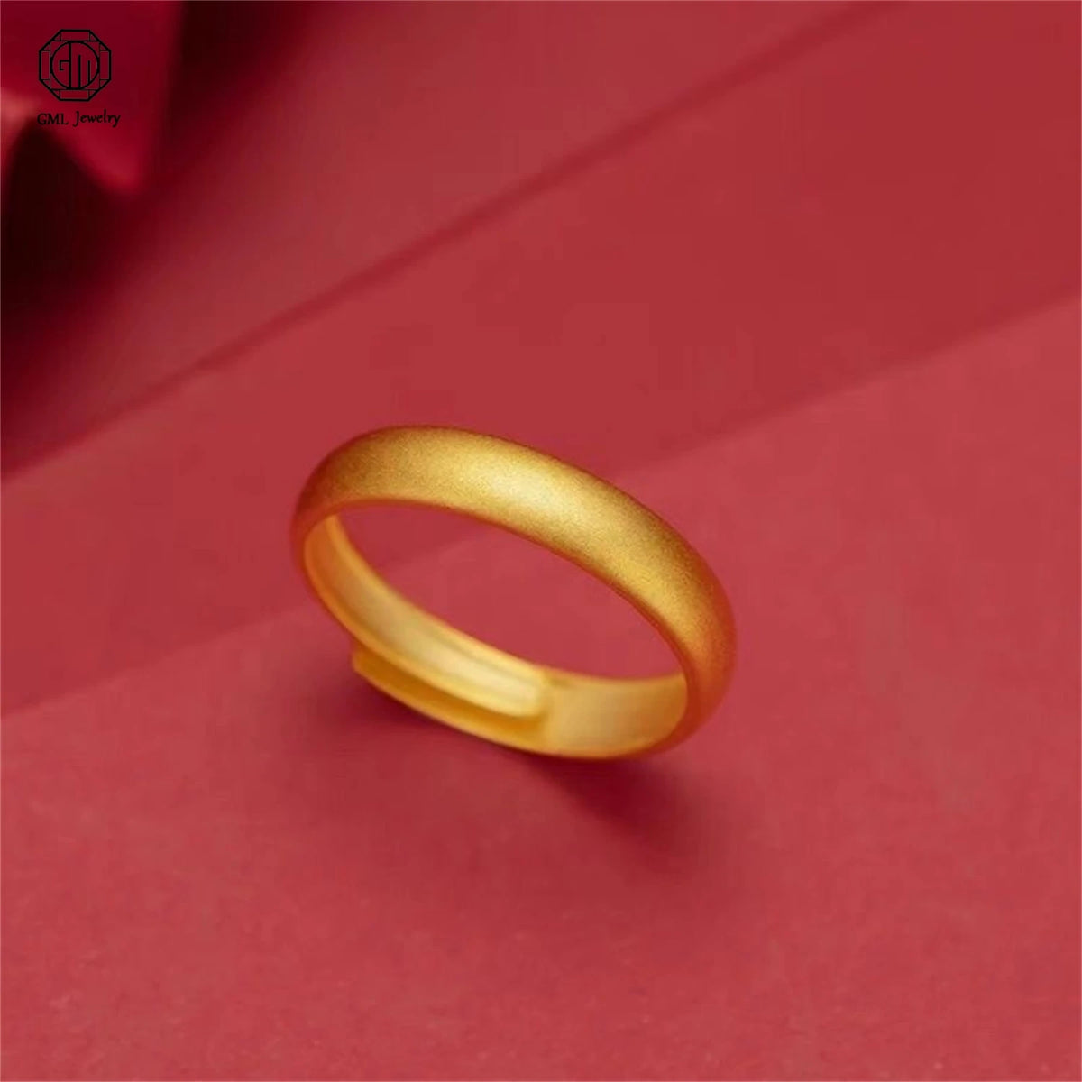 Sand Gold Adjustable Ring Matte Wide Band Openable Fade Resistant Unisex Couple Jewelry Solid Minimalist Gift Pi-Mart