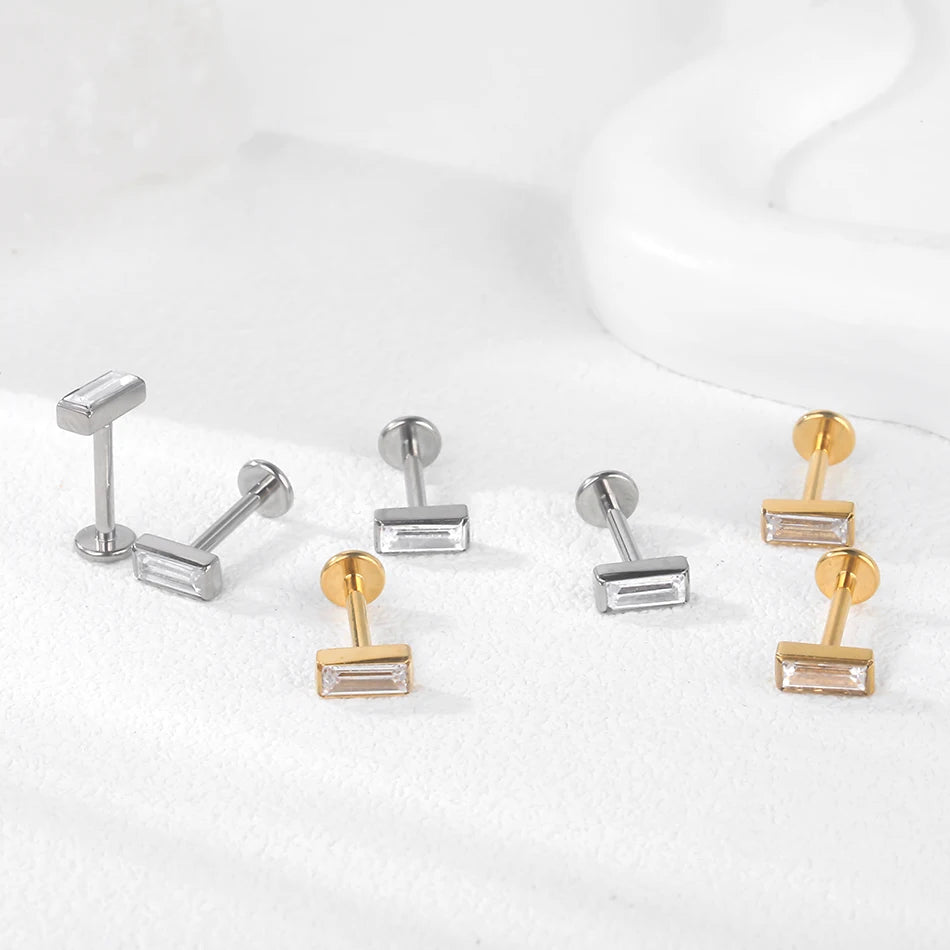 1Pc G23 Titanium Cartilage Stud Earrings for Women Lip Stud Labret Piercing Helix Daith Piercing Body Jewelry Pi-Mart