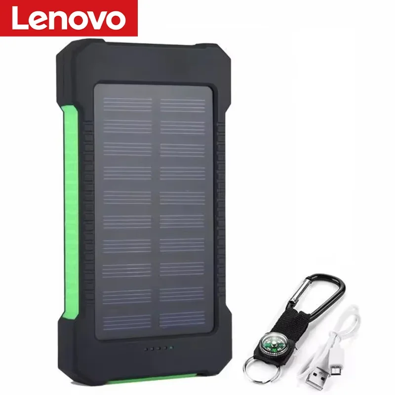 Lenovo 500000mAh Solar Power Bank Super Fast Charging Large Capacity Portable External Battery for iPhone Outdoor Emergency Pi-Mart