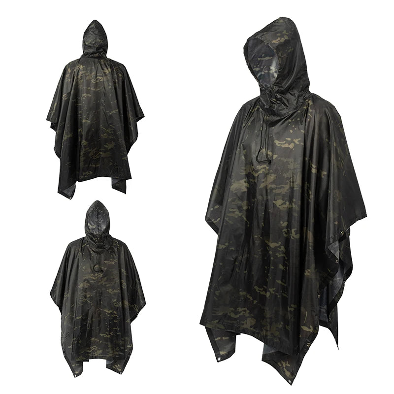 Man Military Impermeable Zipper Camo Raincoat Waterproof Rain Coat Men Raincoat Women Awning The Rain Motorcycle Rain Poncho Pi-Mart