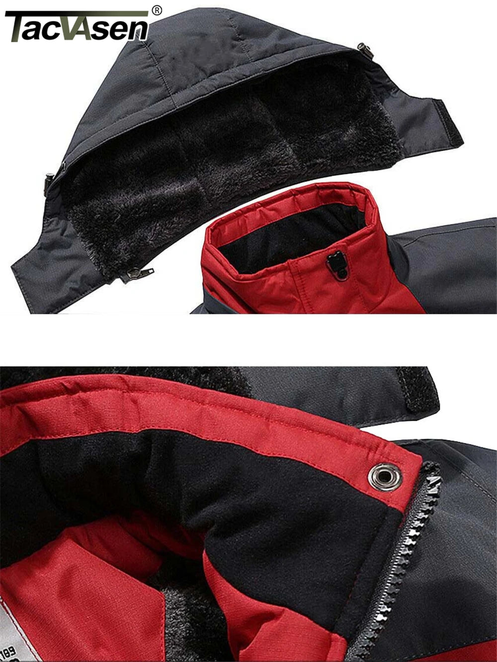 TACVASEN Fleece Lining Mountain Jackets Mens Hiking Jackets Outdoor Removable Hooded Coats Ski Snowboard Parka Winter Outwear Pi-Mart