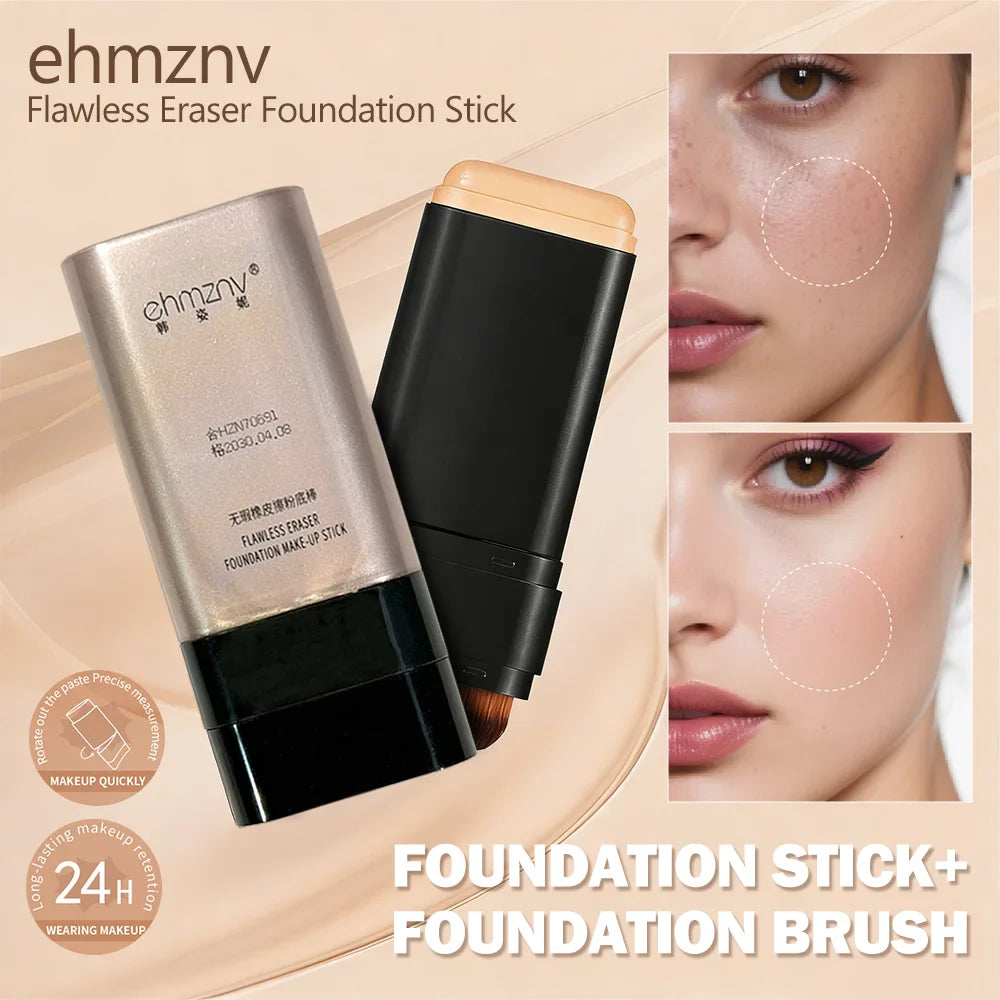 Dual-Head Foundation Stick | Built-in Brush, One-Step Application & Touch-Up, Lightweight & Long-Lasting, No Cakey LadyShow.Store