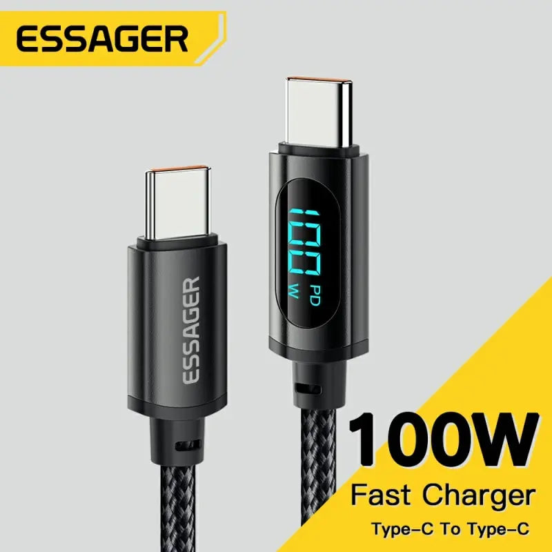 Essager Type C to Type C Cable 100W PD Fast Charging Charger USB C to USB C Display Cable For Xiaomi POCO F3 Realme Macbook iPad Pi-Mart