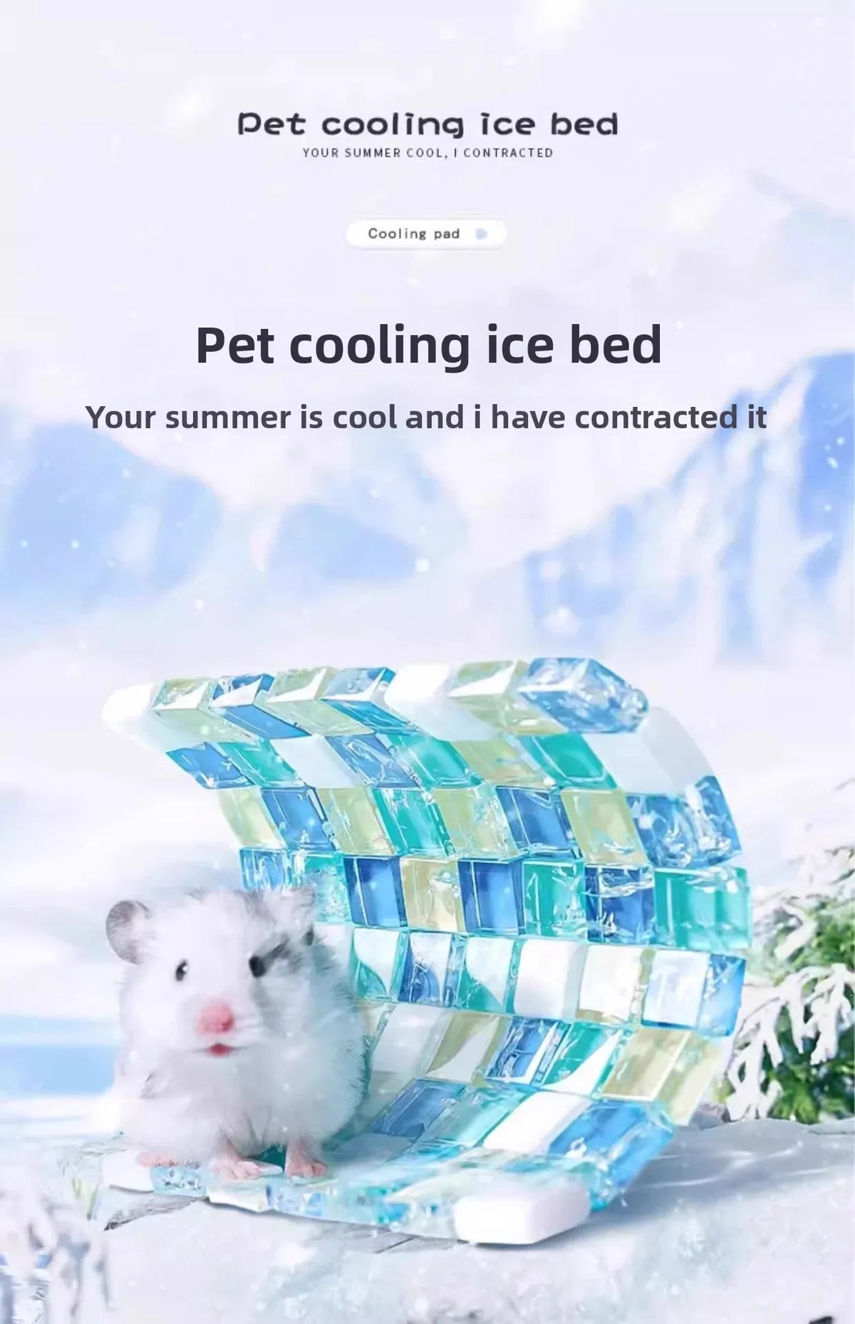 1PC Hamster Cooling Mat Small Glass Marble Summer Heat Dissipation Pad Cold Sleeping Bed Cage Pet Supplies Accessories Pi-Mart