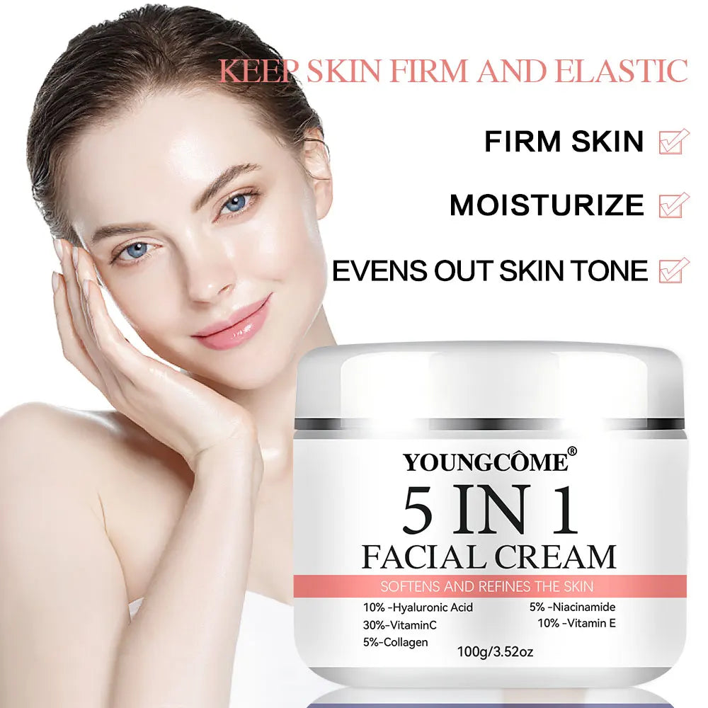 5 In 1 Fade fine lines Firming Face Serum Moisturizing brightning Vitamin C Hyaluronic Acid Facial Serum Shrink Pores Skin Care Pi-Mart