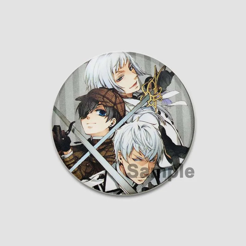 58MM Cartoon Comics Black Butler Creative DIY Badge Tinplate Plastic Pins Button Brooches for Backpack Accessories Jewelry Gifts Pi-Mart