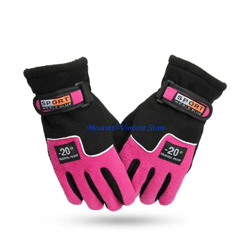 A70F Winter Warm Thermal Motorcycle Gloves Fleece Mittens For Women Men Snow Sports Hiking Back Windproof Lightweight Pi-Mart