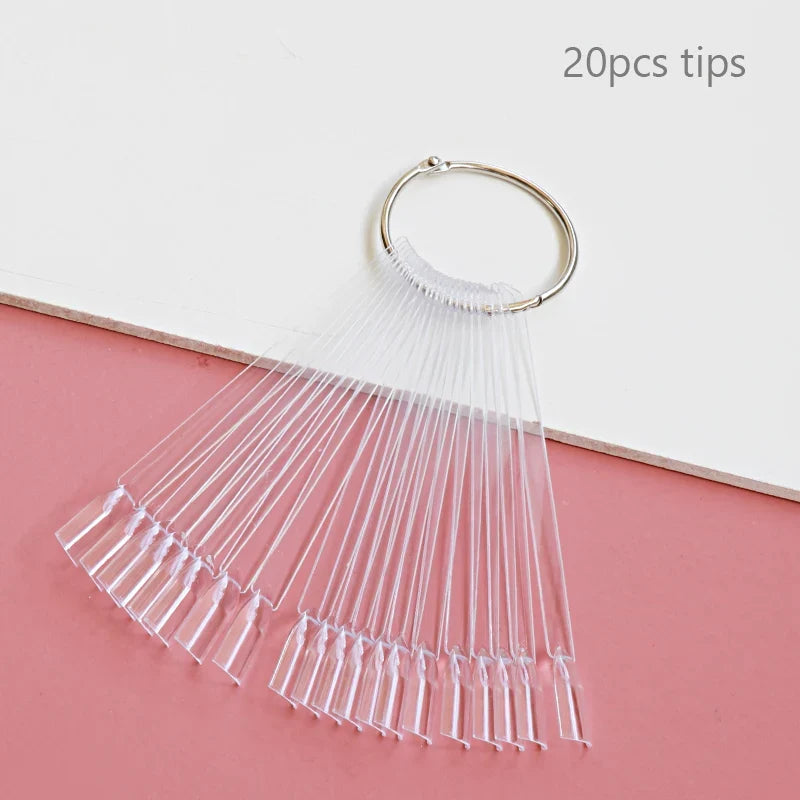 80/50/20pcs Nail Display Sticks Nail Swatch False Nail Tips Nail Gel Polish Practice Clear Display Board for Nail Art Tools Tri Light Beauty