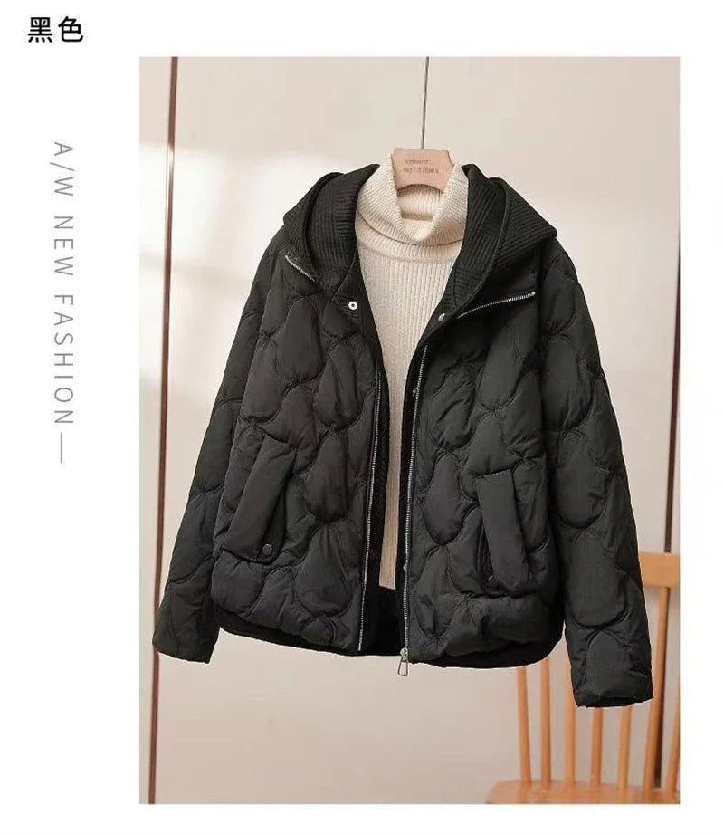 2025 Fashion Coats Korean Style Loose Cropped Coat Women Jacket Women Parkas Warm Puffer Jackets Casual Coat New Winter Clothes Pi-Mart