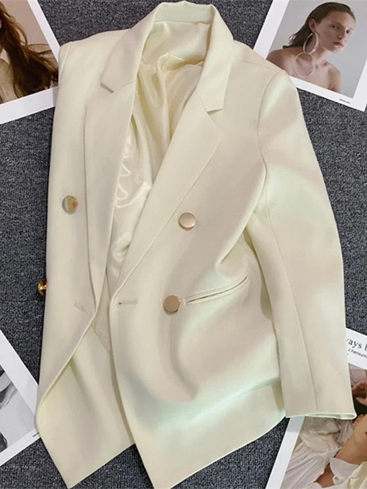 Women Suit Blazer Elegant Coat 2025 Spring Autumn Fashion Korean Blazer Luxury Double Breasted Jacket Solid Ladies Tops Clothes LadyShow.Store