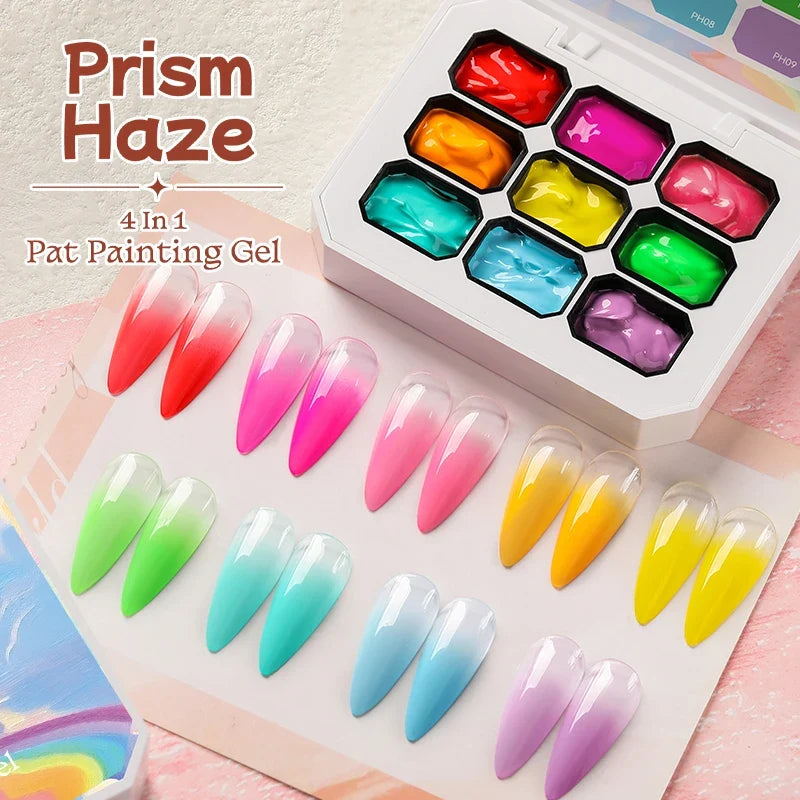 UR SUGAR 9 Colors Gradient Painting Gel Nail Art Gradient Color DIY Design Gel 4 In 1 Used For Gradient Nail Stamping Pattern Tri Light Beauty