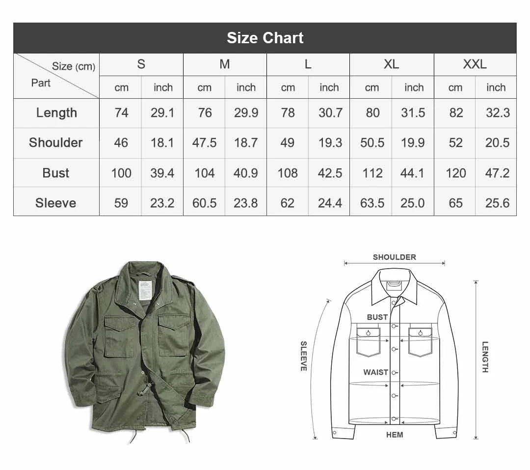 Maden Retro M65 Jackets for Men Green Outdoor Windbreaker Vintage Casual Solid Coat Mens Clothes Multi-Pocket Jacket Pi-Mart