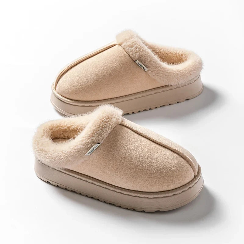 Fashion Women Fluffy Slippers for Autumn and Winter Indoor EVA Thick Sole Anti-Slip and Warm Unisex Slippers for Winter LadyShow.Store