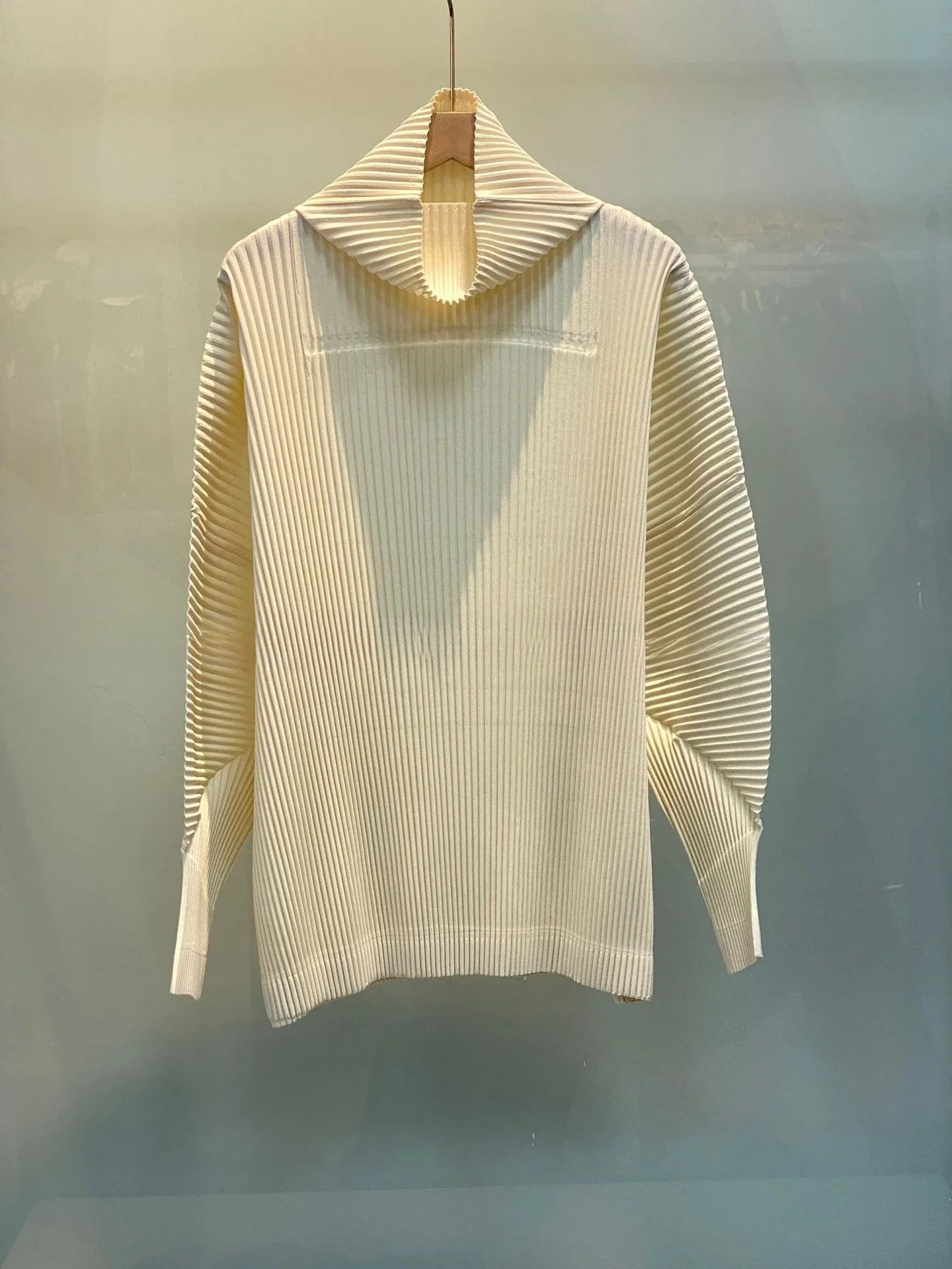 Miyake Pleated Sweatshirt Pit Stripe Zipper Standing Collar Jacket Women 2025 New Casual Pullover Hundred Pleat Skinny Tops LadyShow.Store