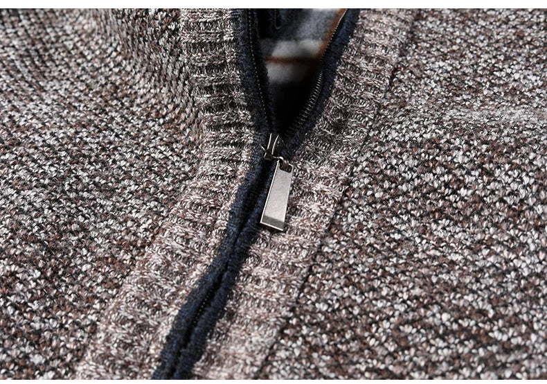 Autumn Winter Warm Cardigan Men Fleece Sweaters Full Zip Jackets Slim Fit Luxury Brand Knitted Sweater Coat American Jersey Pi-Mart