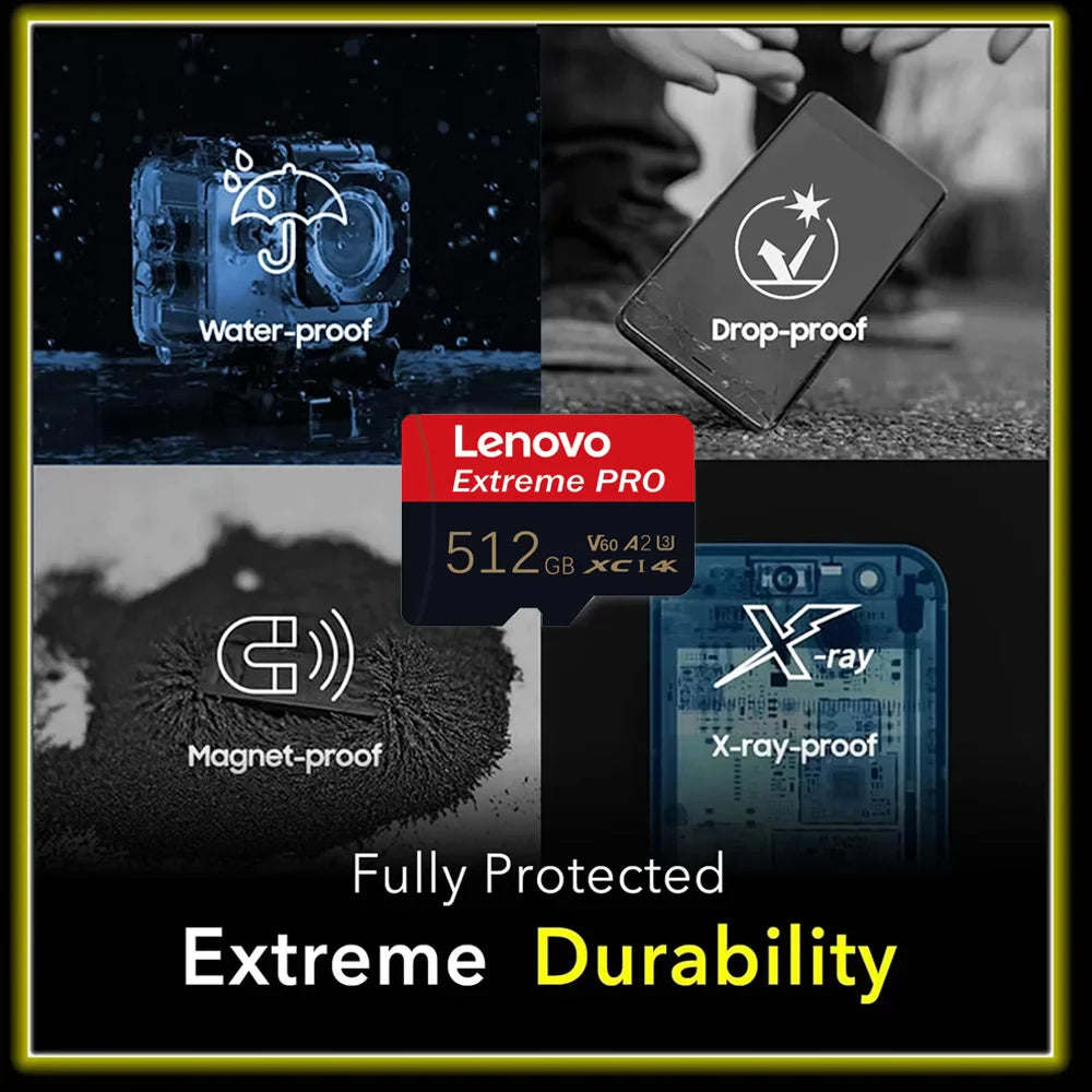 Lenovo 512GB Game-Exclusive Micro TF SD Card A2 V60 High Speed 4K Ultra-HD Video Flash Card 64GB Memory Card for Phone Camera PC LadyShow.Store