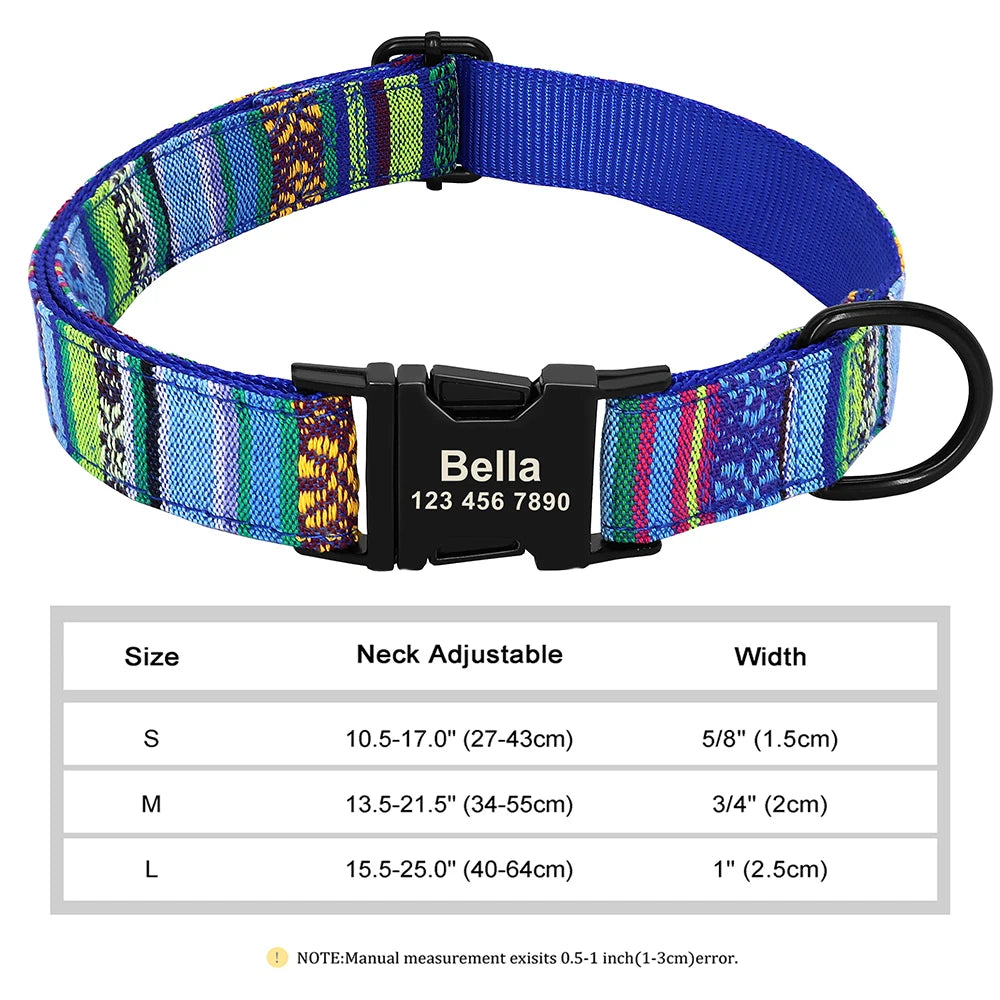 Personalized Dog Accessories Collar Nylon Printed Pet Puppy Collar Dog ID Collars Free Engraved ID for Small Medium Large Dogs Pi-Mart