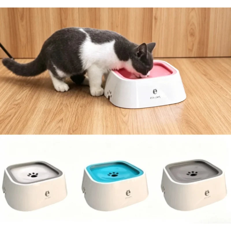 Pet Floating Water Bowl, Cat Dog Anti-spill Drinking Bowl No Wet Mouth, Removable Easy Clean Dustproof Pet Supplies Pi-Mart
