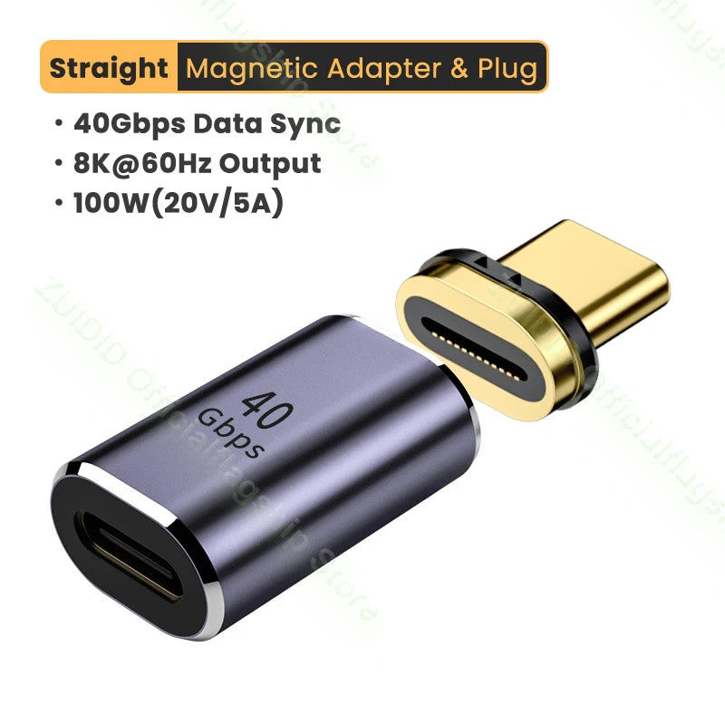 USB4.0 Thunderbolt3 Magnetic Adapter USB C To Type C 40Gbps 100W Fast Charging Magnet Converter Cable 8K@60Hz USB Type C Adapter Pi-Mart