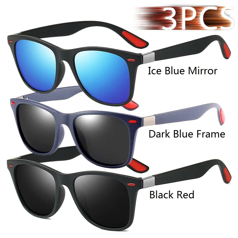 1-2-3PCS Fashion Vintage Square Unisex Driving Fishing Sunglasses Men Women Luxury Brand Designer Sun Glasses Anti-Glare Eyewear Pi-Mart
