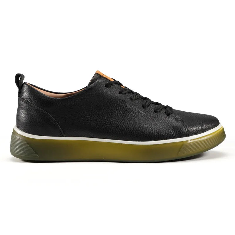 Men Casual Leather Shoes, Business Genuine Leather Shoes Men Thick-soled Sports White Versatile Board Shoes Pi-Mart