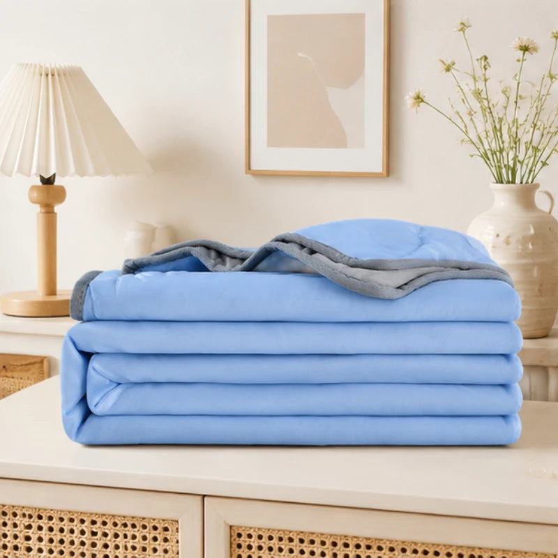 Breathable Cooling Summer Duvet Solid Color Lightweight Soft Cool Touch Comforter Quilt For Bedroom Indoor AC Daily Sleep Pi-Mart