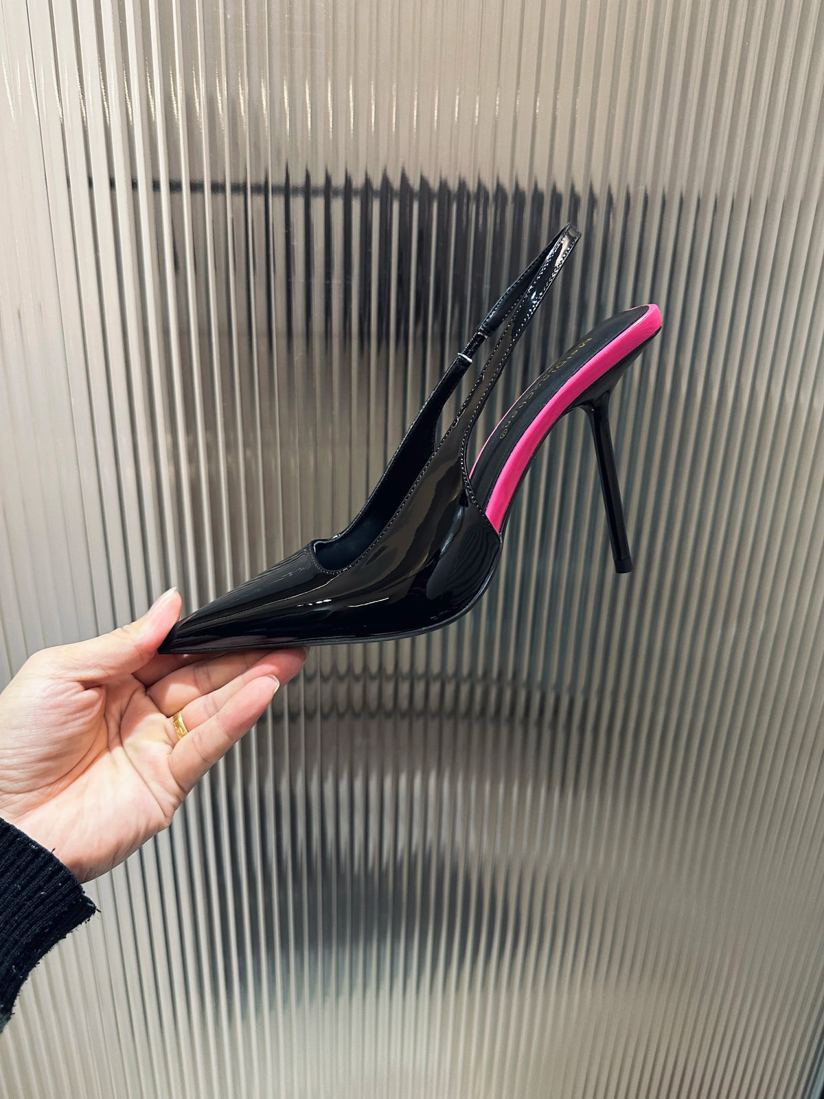 New Patent Leather Pointed Back Hollow Thin Heel Women's Sandals High Heels Thin Heel Sexy Back Hollow Temperament Single Shoe Pi-Mart