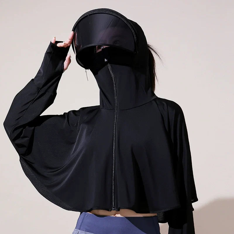 Summer Sun-protective Women's Clothing Breathable Smock Ice Silk Thin UV Protection Ladies Cloak & Cape For Women LadyShow.Store