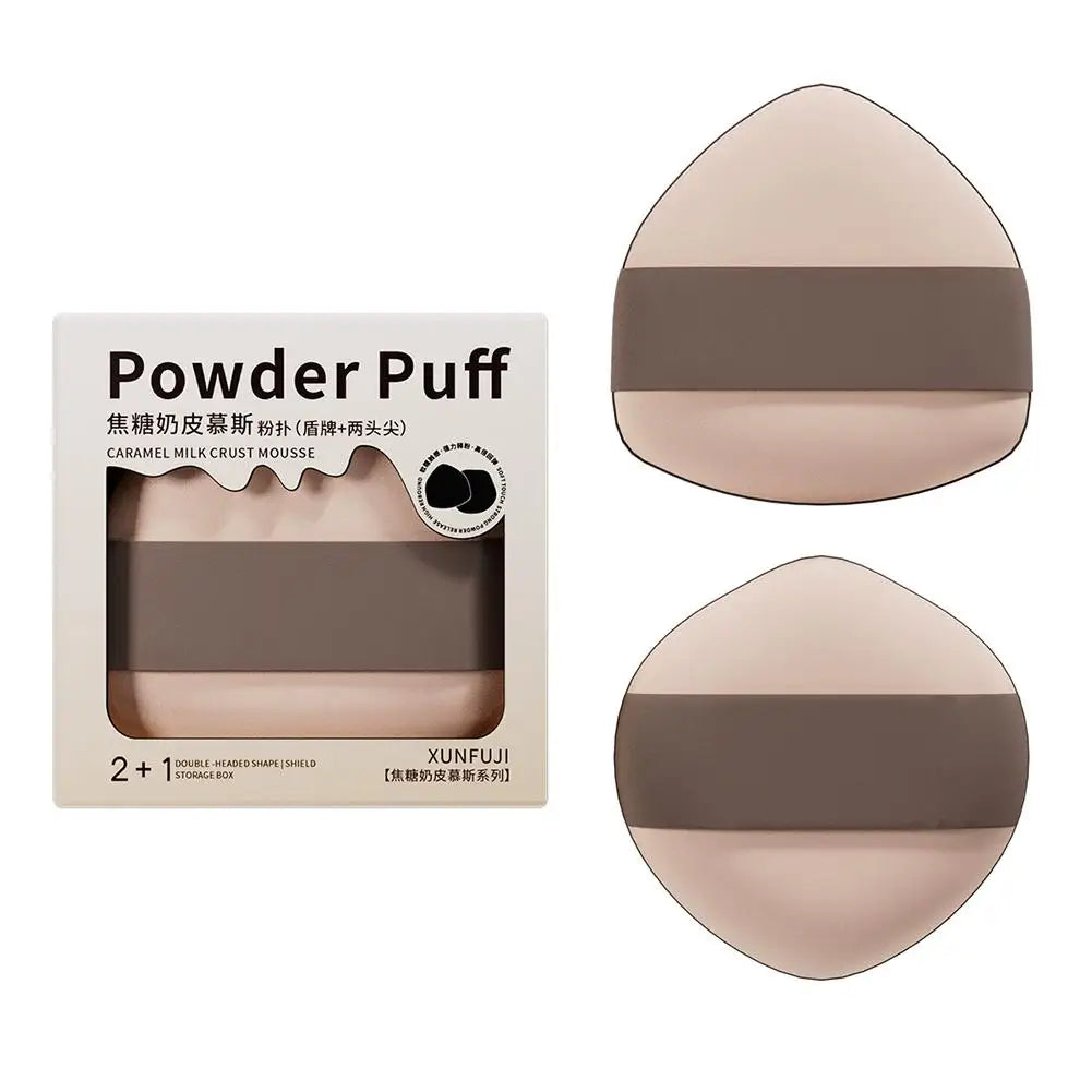 2pcs Dual-Sided Milk Coffee Makeup Sponge, Ultra Soft & Non-Absorbent Foundation Blender for Wet or Dry Use, Beauty Egg Tri Light Beauty