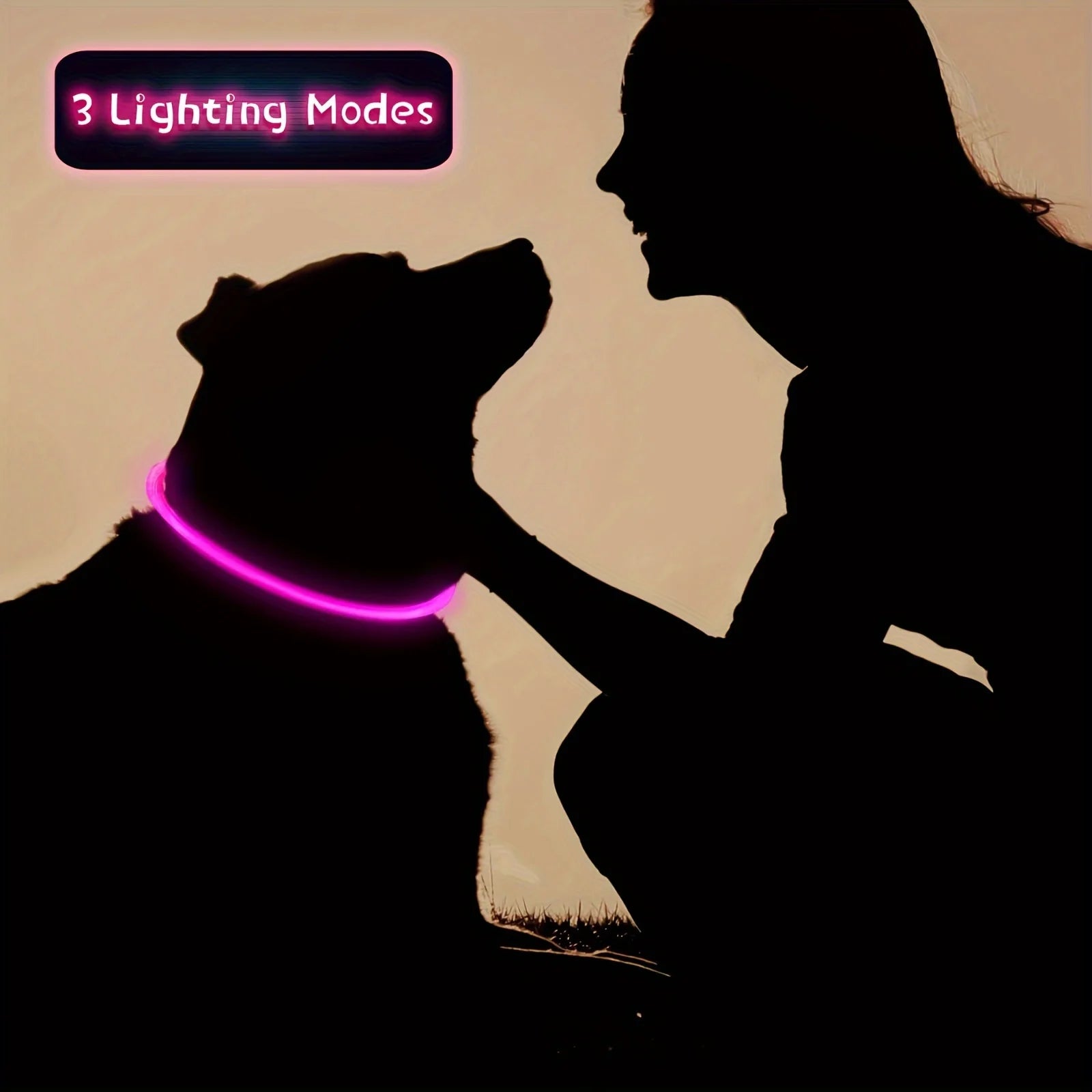 Pet Dog LED Light Collar Luminous Anti-Lost Dog Collar USB Rechargeable Dog Necklace Collar Pi-Mart
