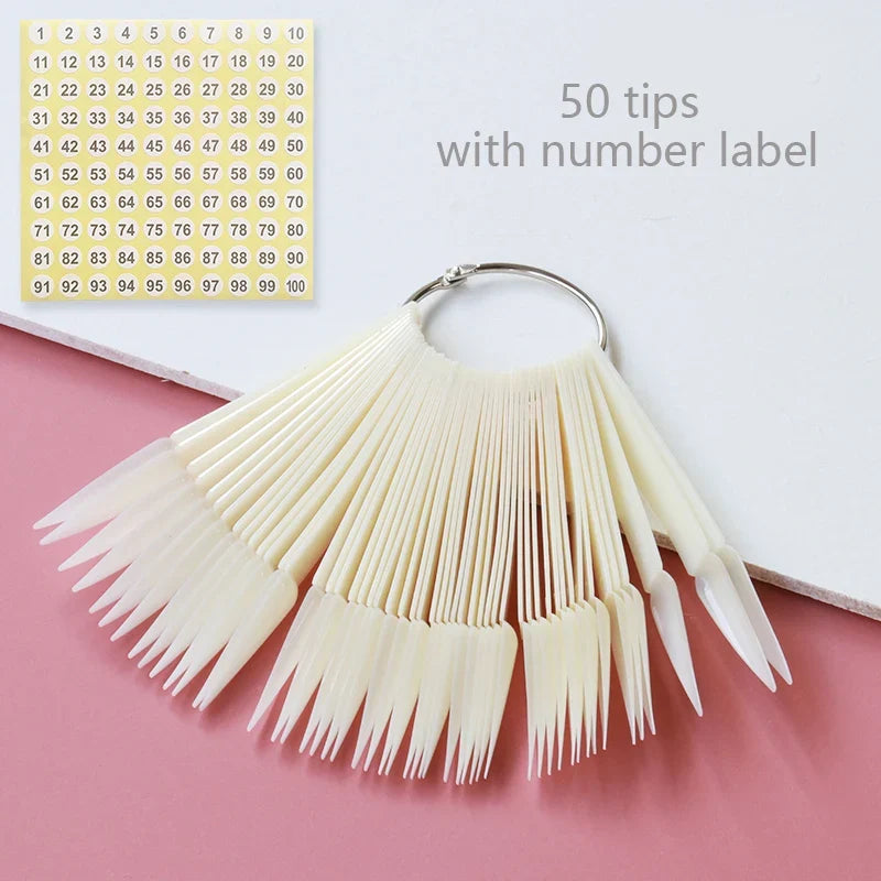 80/50/20pcs Nail Display Sticks Nail Swatch False Nail Tips Nail Gel Polish Practice Clear Display Board for Nail Art Tools Tri Light Beauty