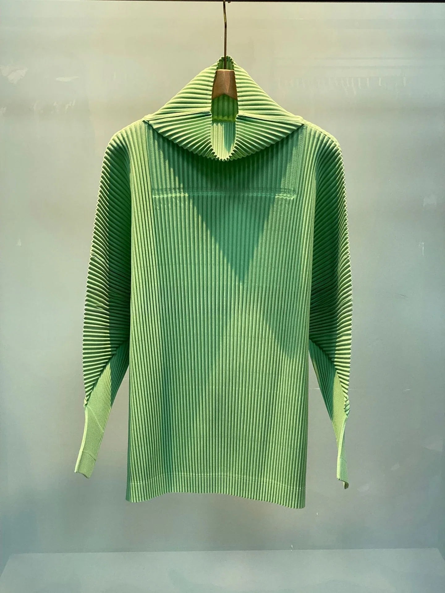 Miyake Pleated Sweatshirt Pit Stripe Zipper Standing Collar Jacket Women 2025 New Casual Pullover Hundred Pleat Skinny Tops LadyShow.Store