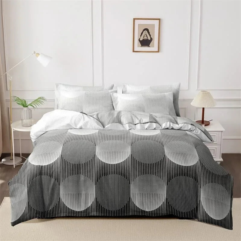 3pcs Printed Brushed Duvet Cover Pillowcase Three Piece Set High Quality Skin Friendly Fabric Bedding Cover (without Bed Sheet) Pi-Mart