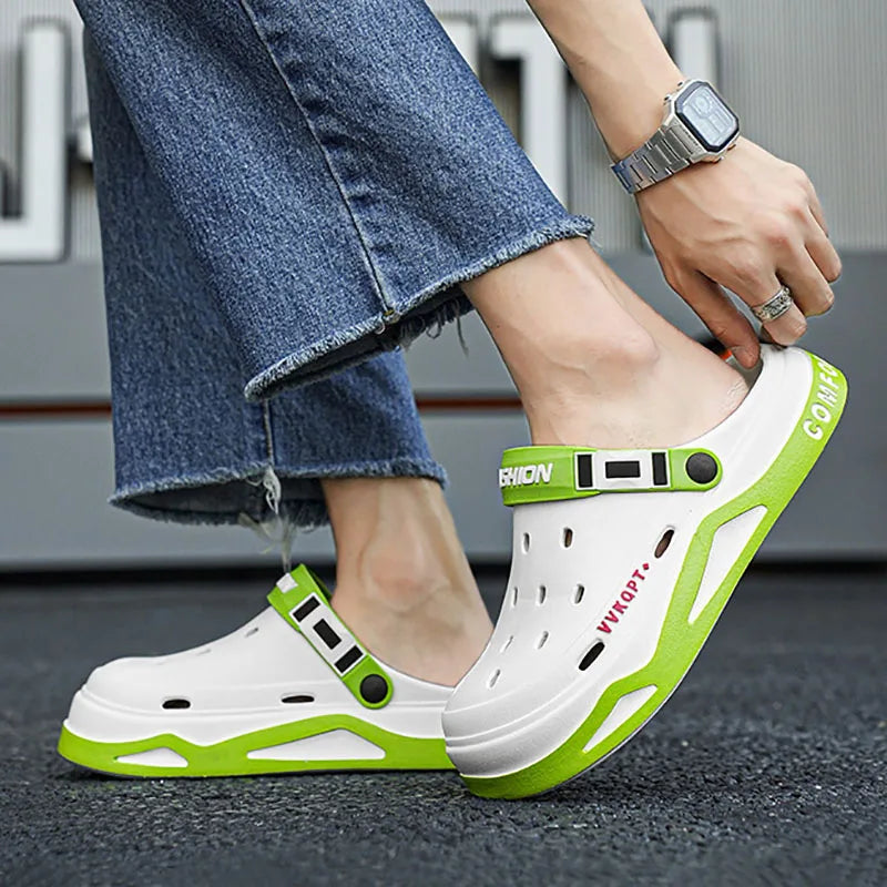 New fashion sandals Men's EVA casual comfortable hole garden shoes outdoor men's beach sandals indoor home unisex slippers Pi-Mart