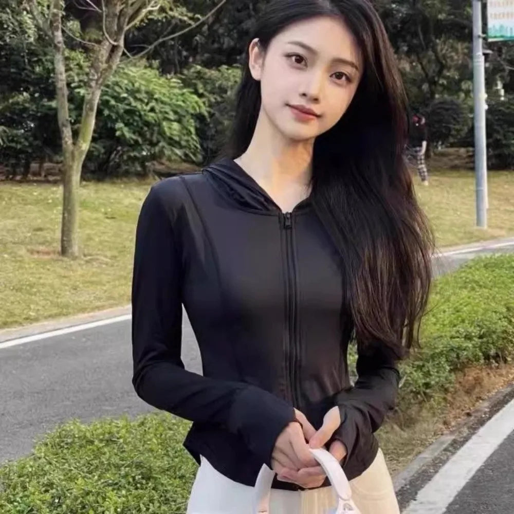 NEW Summer Women's Stand Collar Yoga Sun Protection Jacket, Anti-UV Slim Lightweight Sun Shirt for Outdoor Sports & Daily Wear LadyShow.Store