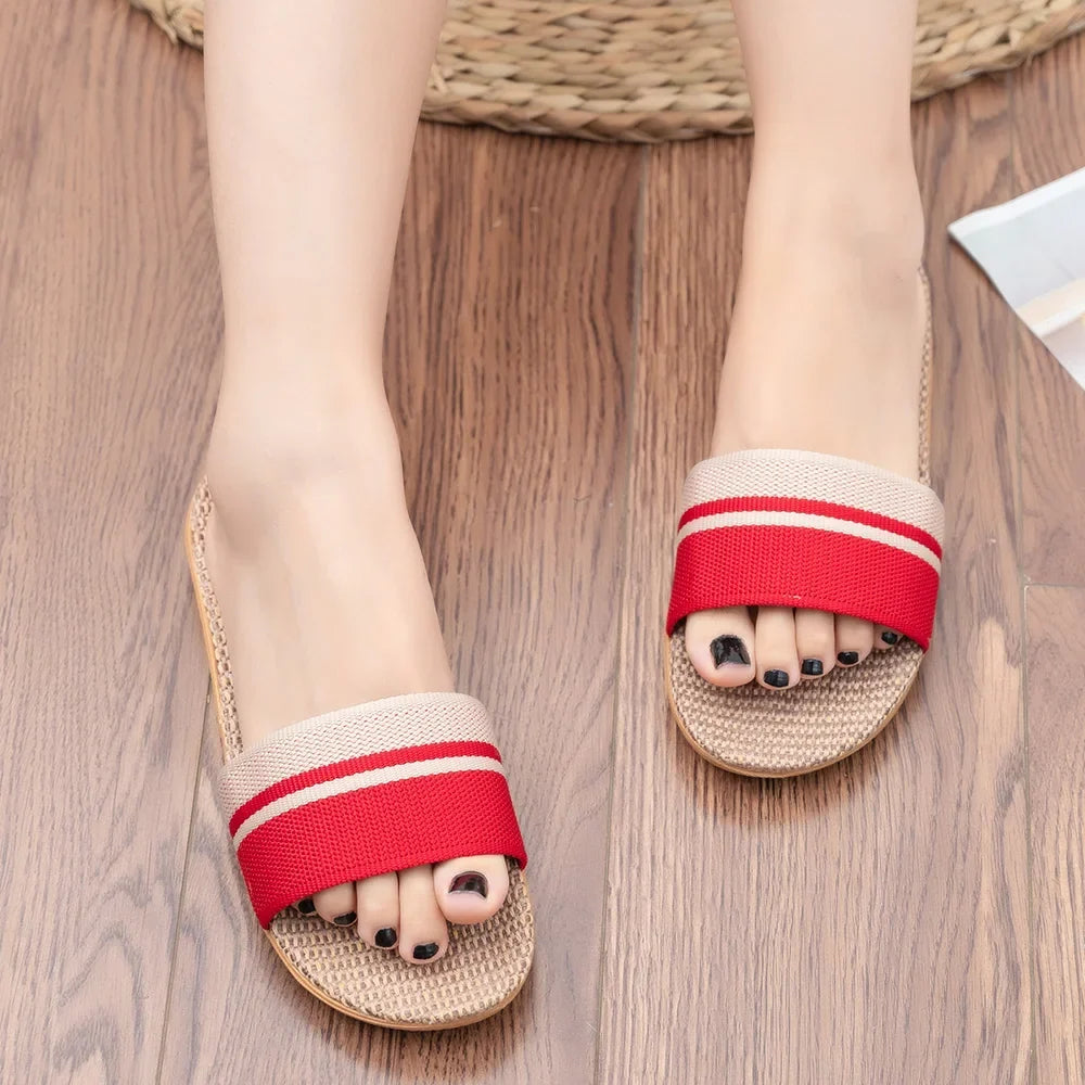 Summer Women Slippers Anti-Slip Home Slippers Lightweight Shoes Women Indoor Linen Slippers Soft Shoes LadyShow.Store