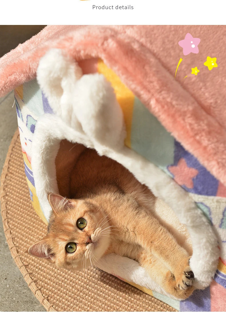 Foldable Dog House Kennel Bed Mat For Small Medium Dogs Cats Winter Warm Cat Bed Nest Pet Products Basket Pets Puppy Cave Sofa Pi-Mart