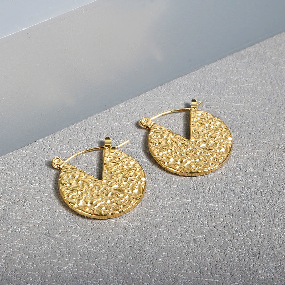 Shiny Zircon Hoop Earrings for Women Trendy Golden Stainless Steel Circle Earring Jewelry Pendientes Pi-Mart