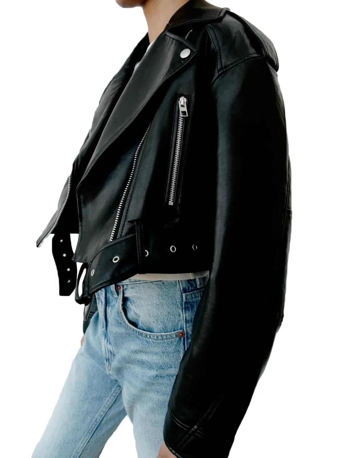 Fitaylor Women Faux PU Leather Jacket Casual Lady Lapel Zipper Short Leather Jacket High Street Motorcycle Coat LadyShow.Store