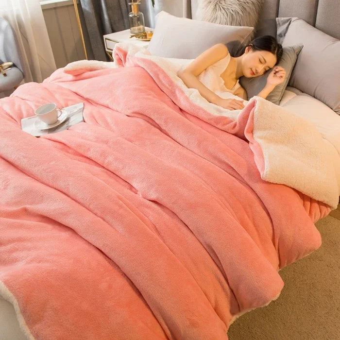 Wool Throw Blanket Keep Warm Winter Bed Blankets Double Sided Queen Duvet Cover Camping Double Bed Cover Bedspread On The Bed Pi-Mart