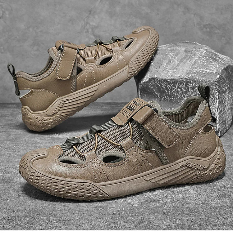 Large Size Sandals for Men, 2026 New Style, Trendy, Versatile, Casual Sports Sandals, Soft-Soled Hollow Beach Shoes for Men Pi-Mart