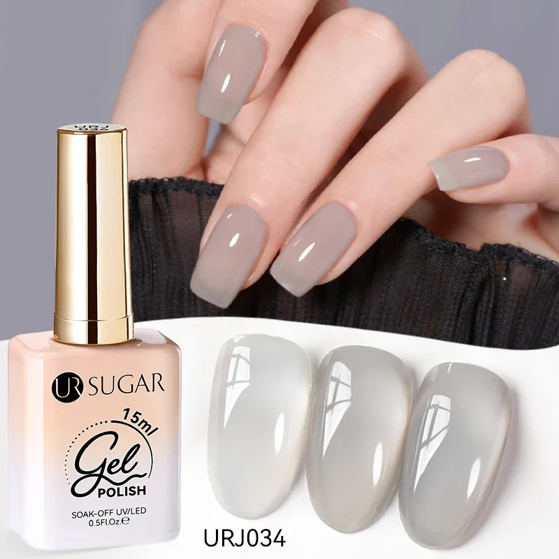 UR SUGAR 15ml Jelly Milky White Translucent Color Gel Polish Semi Permanent UV Gel Nail Art Soak Off Gel Varnish Latest Fashion Tri Light Beauty
