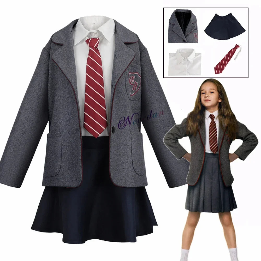 Movie Matilda Cosplay Costume School Uniform Coat Skirt Tie Roald Dahls Matilda the Musical Costume Suit Kids For Girls Women LadyShow.Store