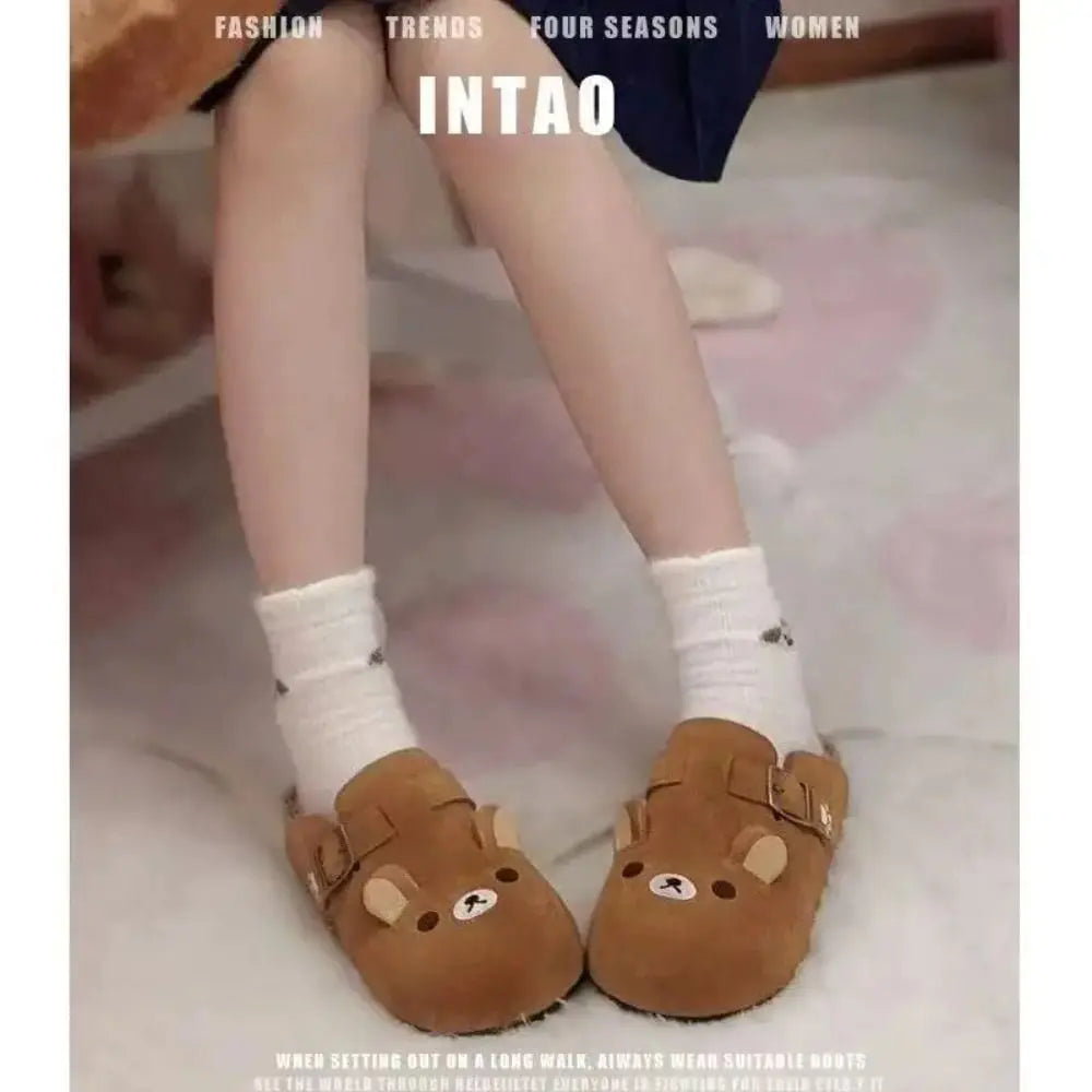 New Thick Bottom Rilakkuma Women's Shoes Cartoon Height Increase Anime Periphery Retro Cute Rilakkuma Slippers LadyShow.Store