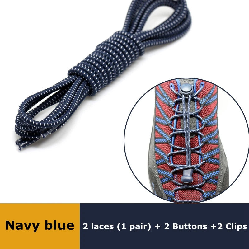 1Pair Shoelaces for Sneaker Elastic No Tie Shoe Laces Stretching Lock Lazy Laces Quick Rubber Shoelace Round Shoestrings Pi-Mart